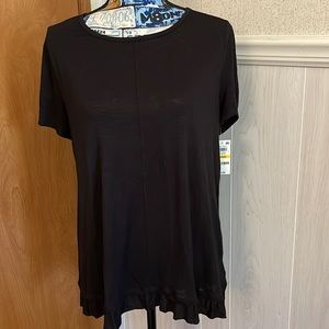Style & Co black ruffle edge top, size M NWT